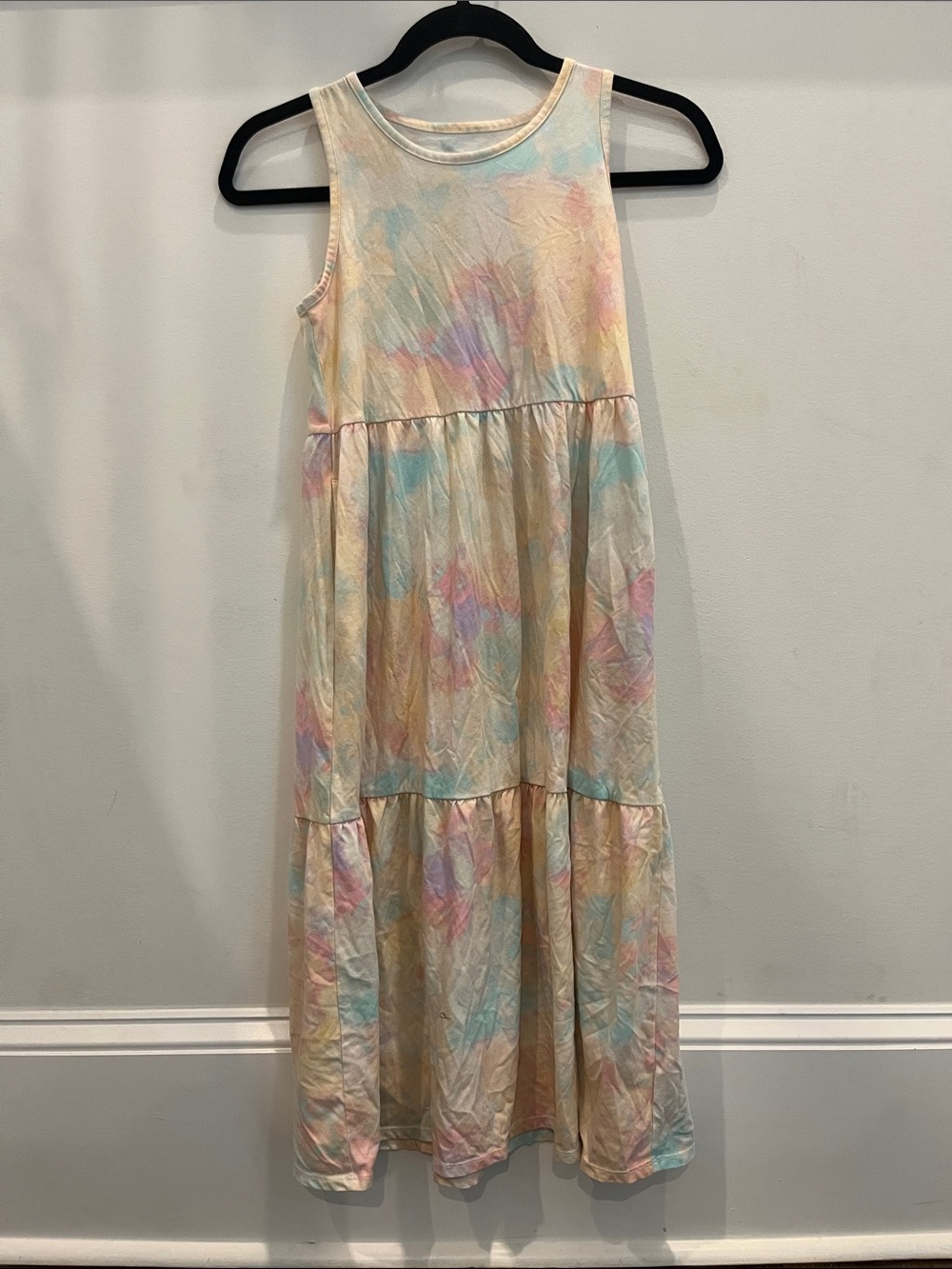 wonder nation Pastel Tie-Dye Tiered Sleeveless Dress
